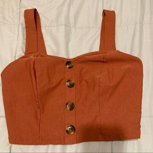 Red button crop top